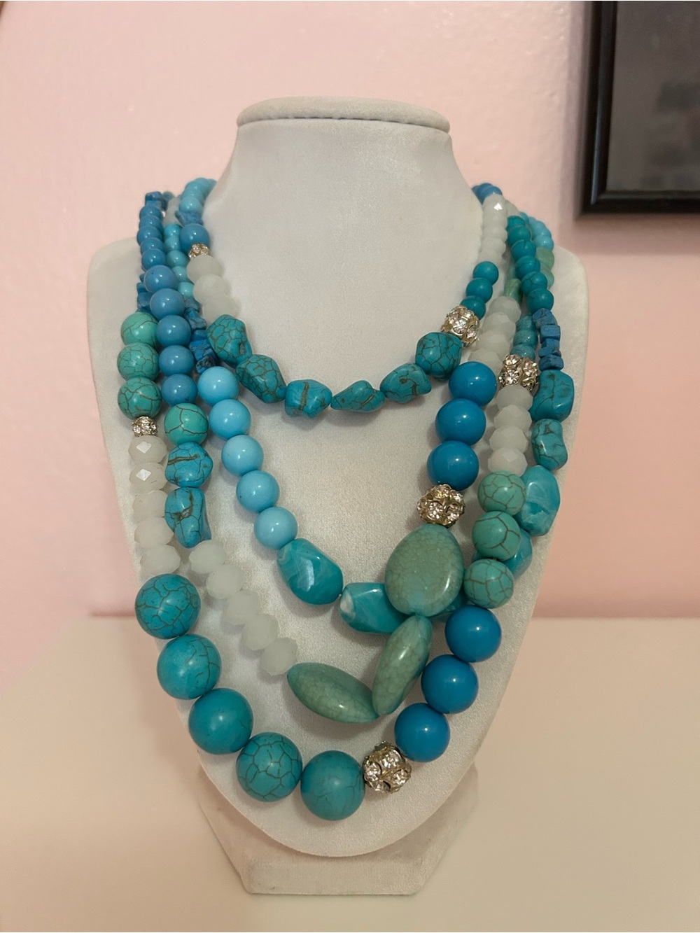 Chico’s Turquoise Beaded Multi-Strand Necklace
